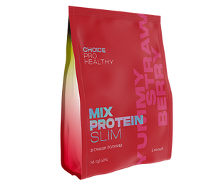 Mix Protein SLIM Yummу Strawberry - збалансоване харчування у вигляді низькокалорійного коктейлю з 12-ма потужними природними жироспалювачам зі смаком полуниці фото