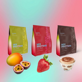 Набір з 3-х низькокалорійних коктейлів Mix Protein Slim з 12-ма природними жироспалювачами зі смаками полуниці, тірамісу та манго-маракуя фото